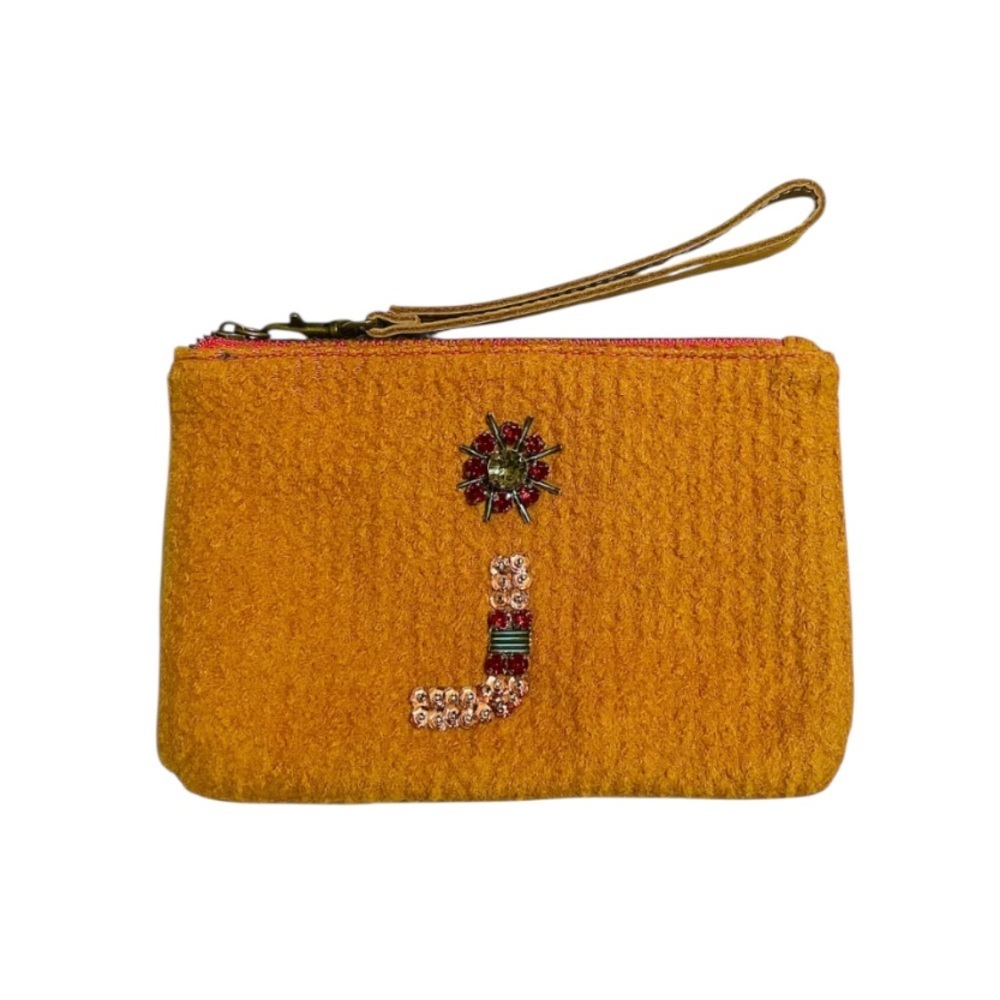 Miss Albright Specialties Embellished Yellow Woven Wristlet